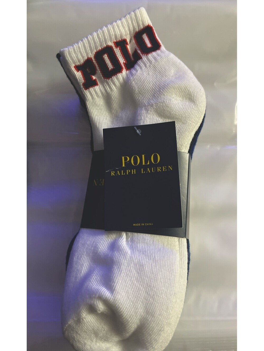 Polo Ralph Lauren 6 Pairs 2 Each White/ Black/Blue Classic Sport Cushioned Socks